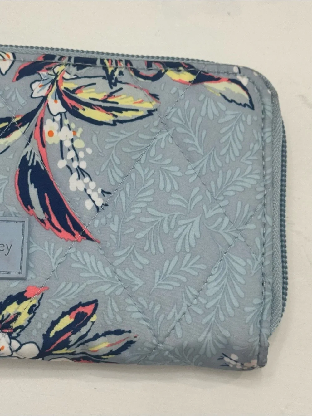 Vera Bradley Cherry Blossoms Accordion Zip Wallet | Quilted Floral Light Blue - Picture 4 of 9